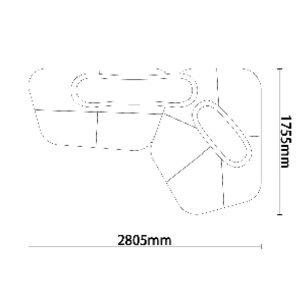 YAU-YAU Three Seater Corner Sofa | Fabric | W: 2805 mm