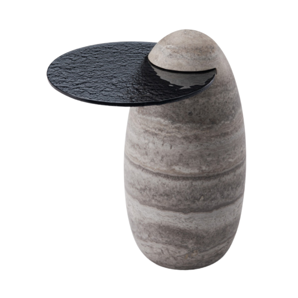 PEB-PEB Side Table | 440 x 350 mm | Travertine base