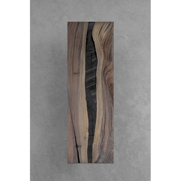 South American Solid Rainwood Slab w/ Grey Resin | 2.4M