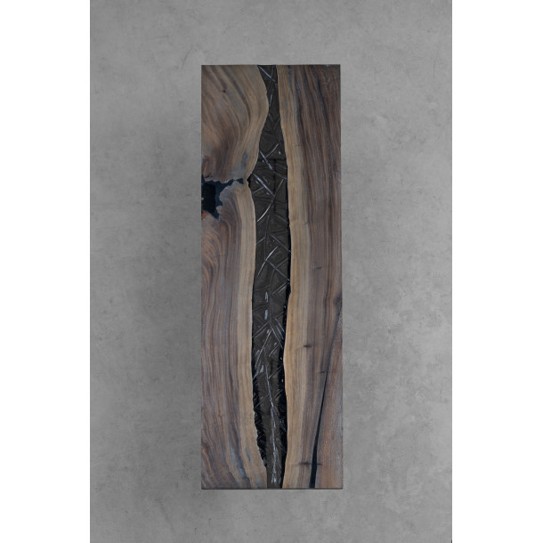 South American Solid Rainwood Slab w/ Grey Resin | 2.4M