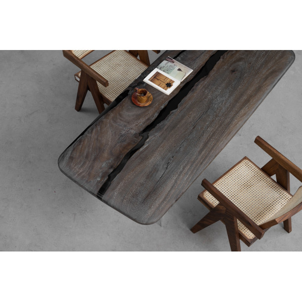 South American Solid Rainwood Slab w/ Grey Resin | 1.8M