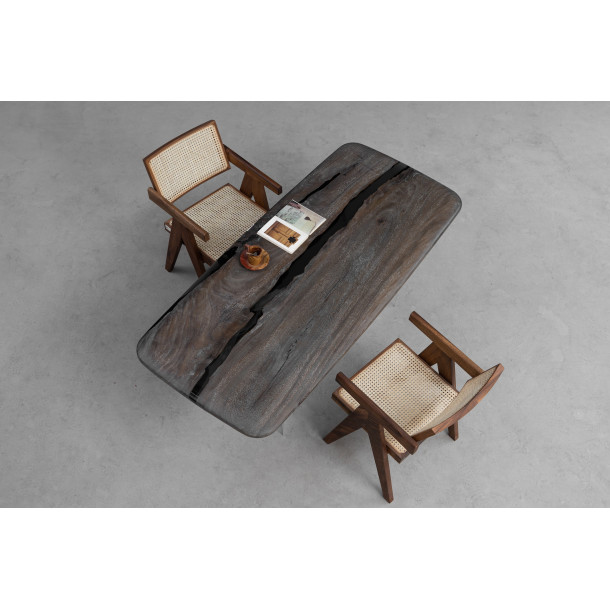 South American Solid Rainwood Slab w/ Grey Resin | 1.8M