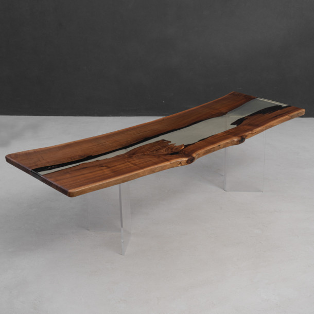 North American Solid Walnut Wood Slab w/ Clear Resin | 2.48M