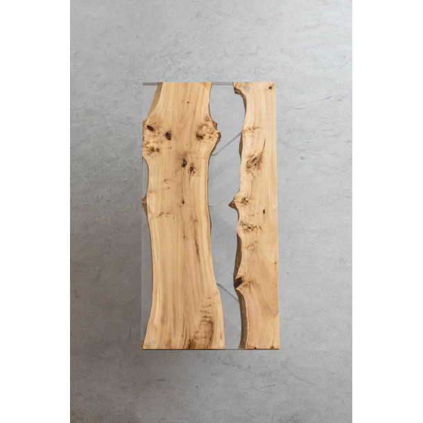 French Solid Aspen Wood Slab w/ Clear Resin | 1.8M