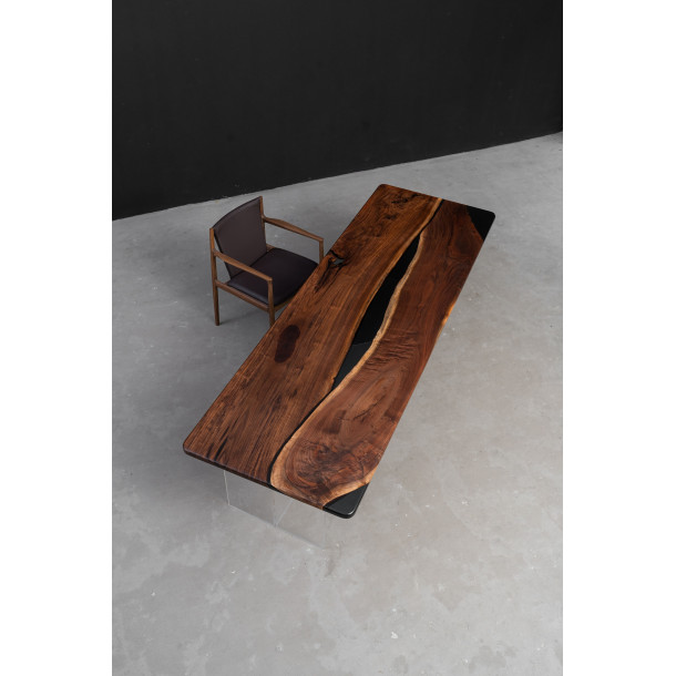 North American Solid Walnut Wood Slab w/ Grey Resin | 2.7M