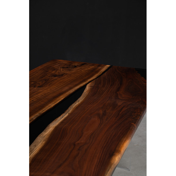North American Solid Walnut Wood Slab w/ Grey Resin | 2.7M