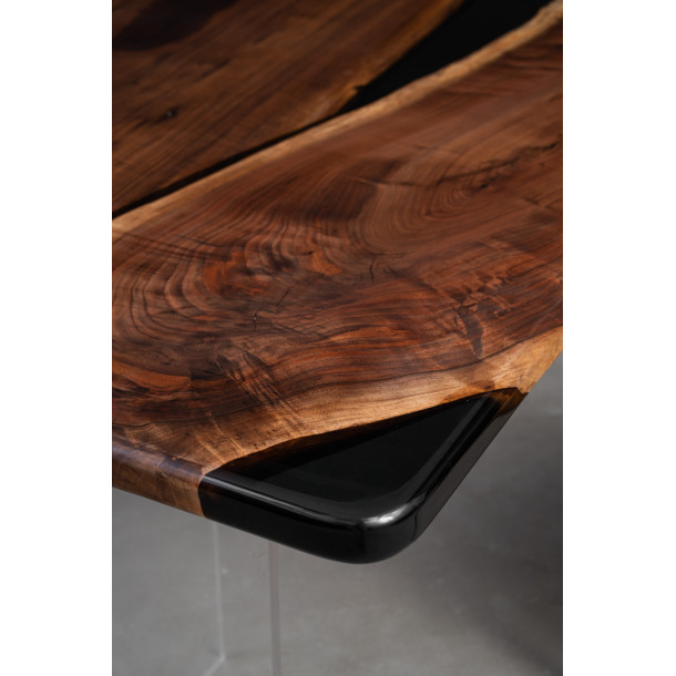 North American Solid Walnut Wood Slab w/ Grey Resin | 2.7M
