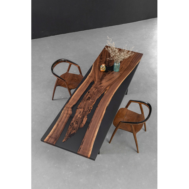North American Solid Walnut Wood Slab w/ Grey Resin in Matt Finish | 2.6M
