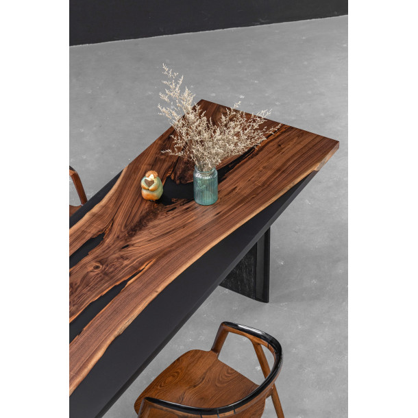 North American Solid Walnut Wood Slab w/ Grey Resin in Matt Finish | 2.6M