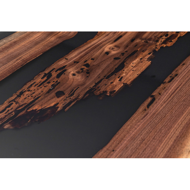 North American Solid Walnut Wood Slab w/ Grey Resin in Matt Finish | 2.6M