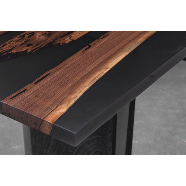 North American Solid Walnut Wood Slab w/ Grey Resin in Matt Finish | 2.6M
