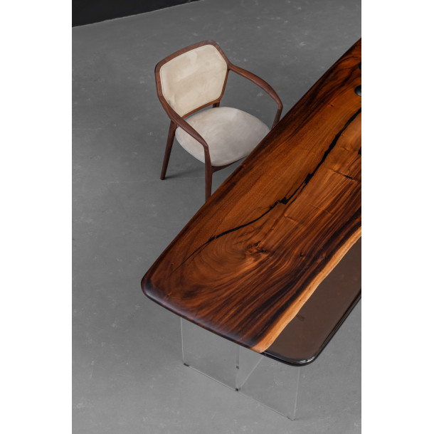 South American Solid Rainwood Slab w/ Cognac Resin | 2.4M