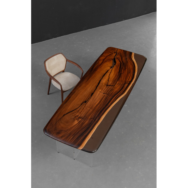 South American Solid Rainwood Slab w/ Cognac Resin | 2.4M