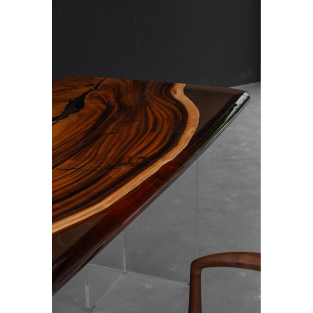 South American Solid Rainwood Slab w/ Cognac Resin | 2.4M