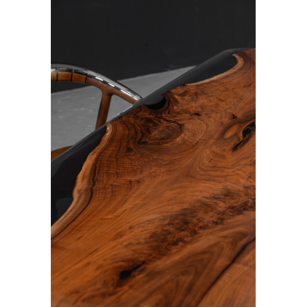 North American Solid Walnut Wood Slab w/ Grey Resin | 1.85M