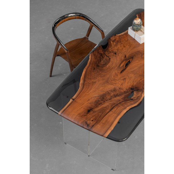 North American Solid Walnut Wood Slab w/ Grey Resin | 1.85M