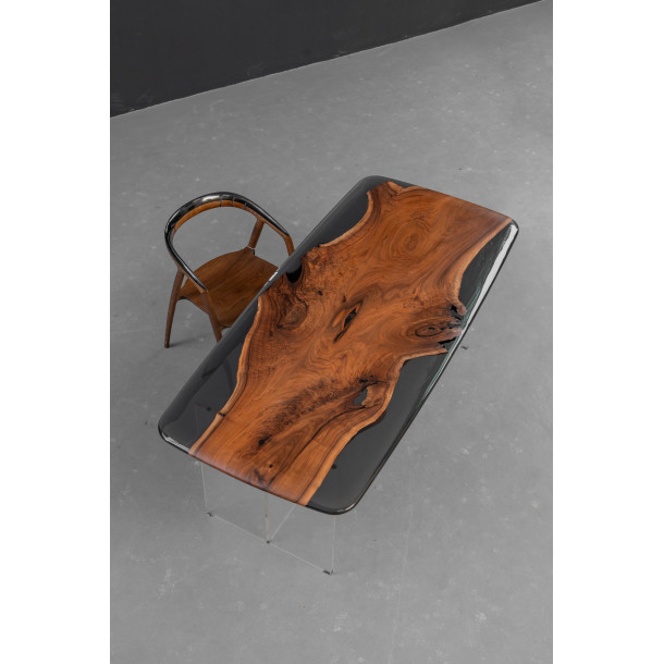 North American Solid Walnut Wood Slab w/ Grey Resin | 1.85M