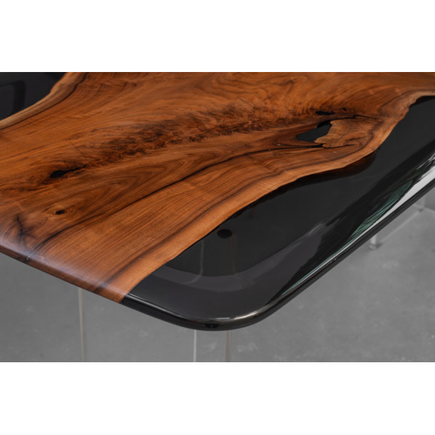 North American Solid Walnut Wood Slab w/ Grey Resin | 1.85M