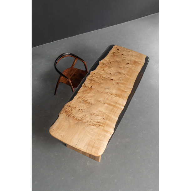 French Solid Aspen Wood Slab w/ Grey Resin | 2.2M