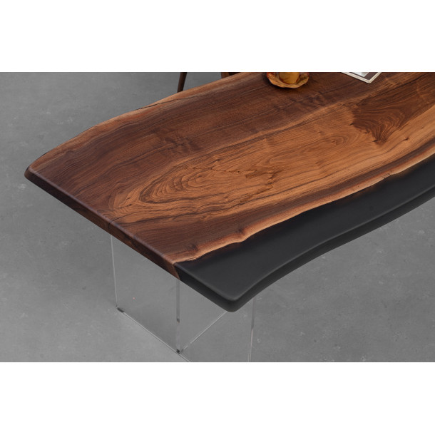 North American Solid Walnut Wood Slab w/ Grey Resin in Matt Finish | 2.28M