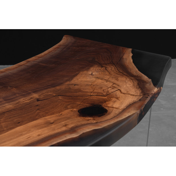North American Solid Walnut Wood Slab w/ Grey Resin in Matt Finish | 2.28M