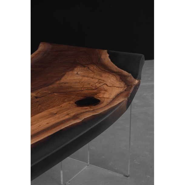 North American Solid Walnut Wood Slab w/ Grey Resin in Matt Finish | 2.28M
