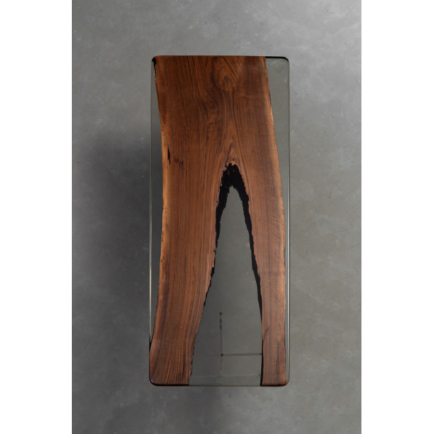 North American Solid Walnut Wood Slab w/ Grey Resin | 1.95M
