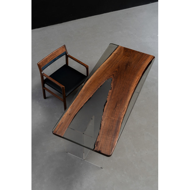 North American Solid Walnut Wood Slab w/ Grey Resin | 1.95M