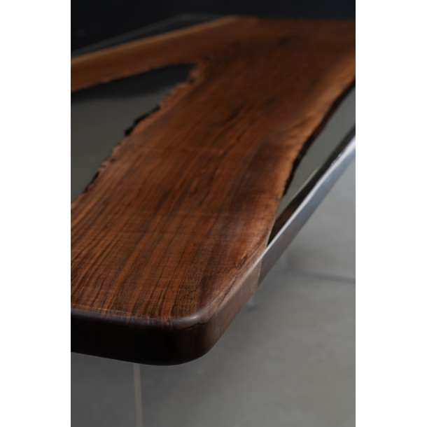 North American Solid Walnut Wood Slab w/ Grey Resin | 1.95M