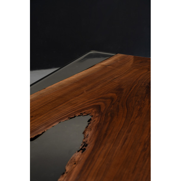 North American Solid Walnut Wood Slab w/ Grey Resin | 1.95M