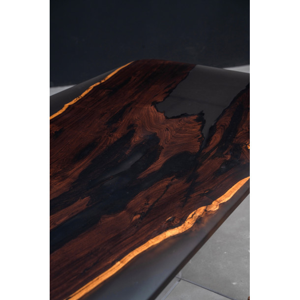 African Solid Blackwood Slab w/ Grey Resin in Matt Finish | 2.4M