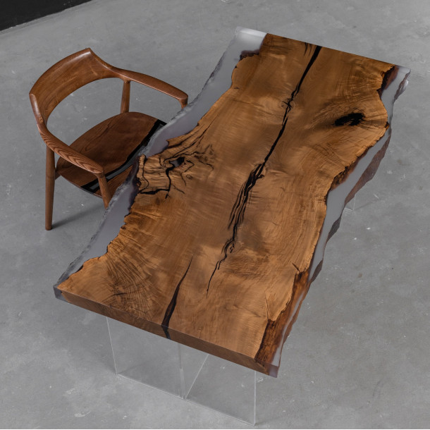 Japanese Solid Castanopsis Wood Slab w/ Clear Resin in Matt Finish | 1.57M