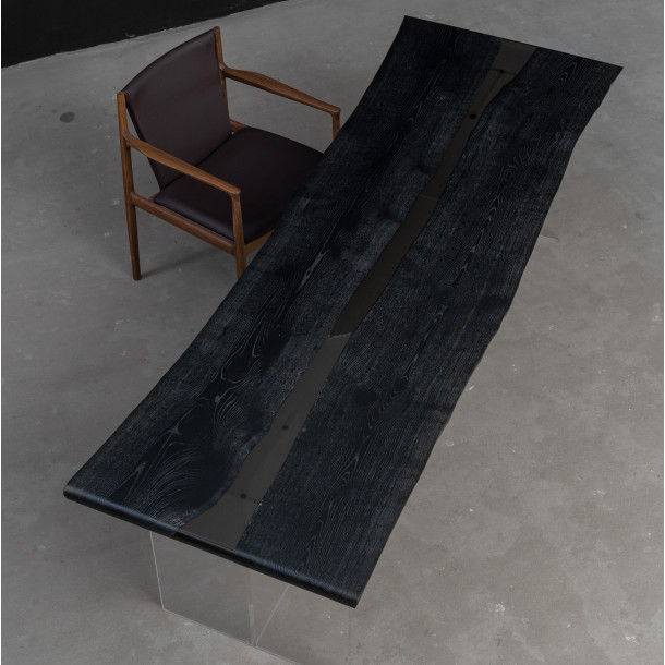 American Solid Ash Wood Slab w/ Grey Resin | 2.4M
