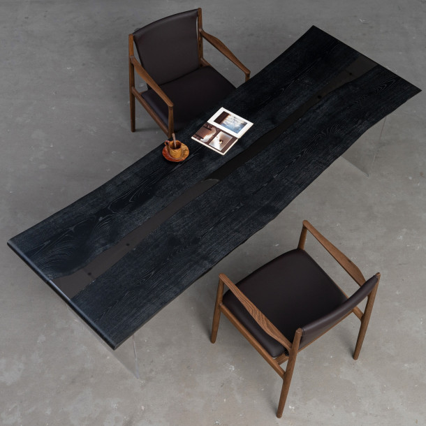 American Solid Ash Wood Slab w/ Grey Resin | 2.4M