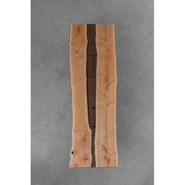 American Solid White Ash Wood Slab w/ Cognac Resin | 2.25M