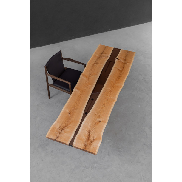 American Solid White Ash Wood Slab w/ Cognac Resin | 2.25M