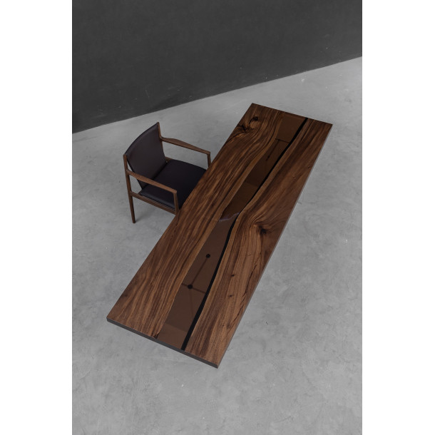 South American Solid Rainwood Slab w/ Cognac Resin | 2.55M