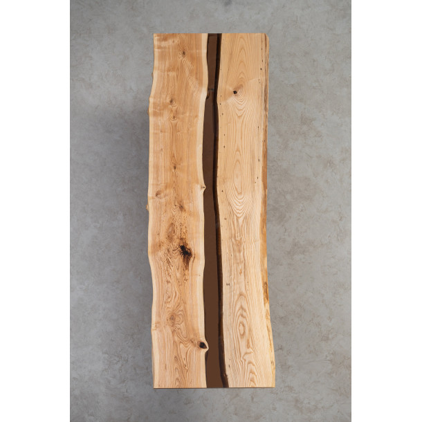 American Solid White Ash Wood Slab w/ Cognac Resin | 2.46M