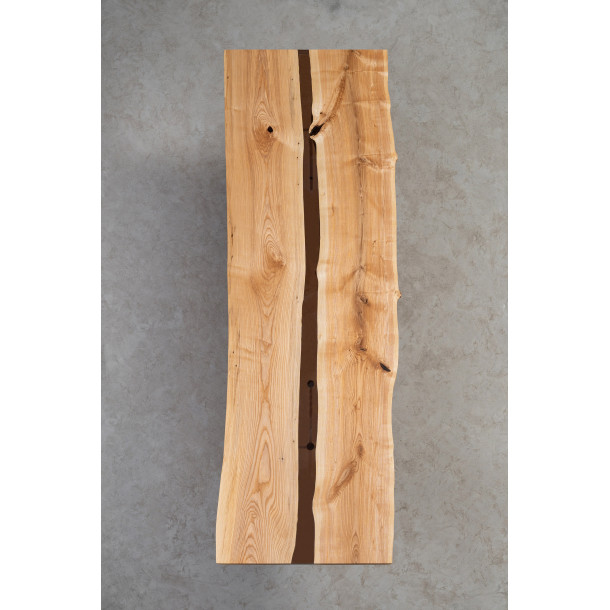 American Solid White Ash Wood Slab w/ Cognac Resin | 2.46M