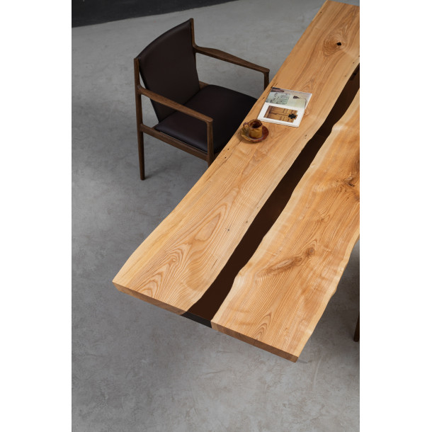American Solid White Ash Wood Slab w/ Cognac Resin | 2.46M