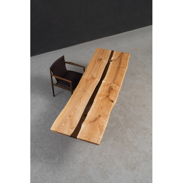 American Solid White Ash Wood Slab w/ Cognac Resin | 2.46M