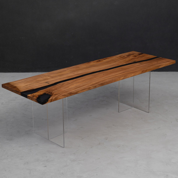 South American Solid Rainwood Slab w/ Grey Resin | 2.35M