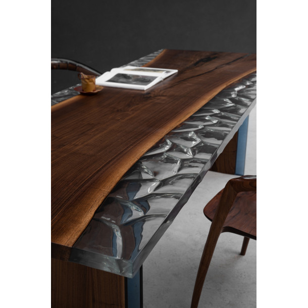 North American Solid Walnut Wood Slab w/ Clear Resin | 2.54M
