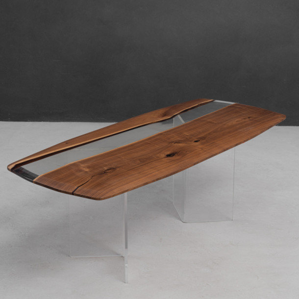 North American Solid Walnut Wood Slab w/ Clear Resin | 2.00M