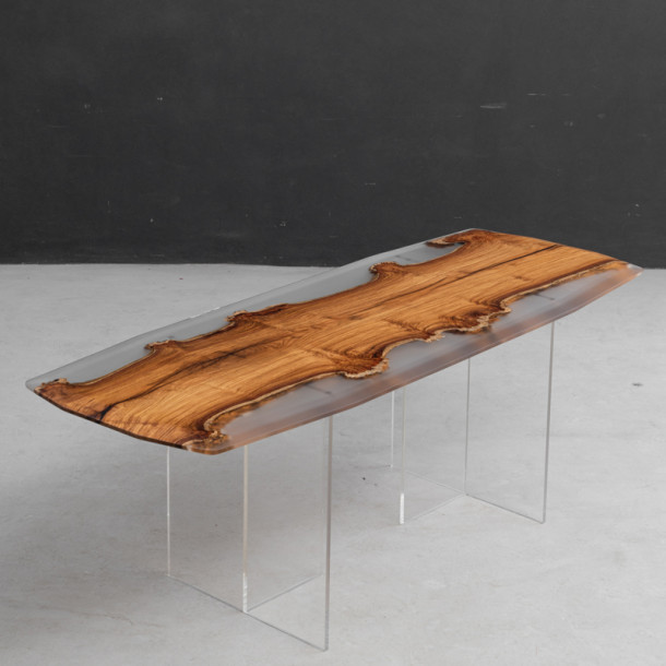 African Rosewood Wood Slab w/ Clear Resin in Matt Finish | 2.02M