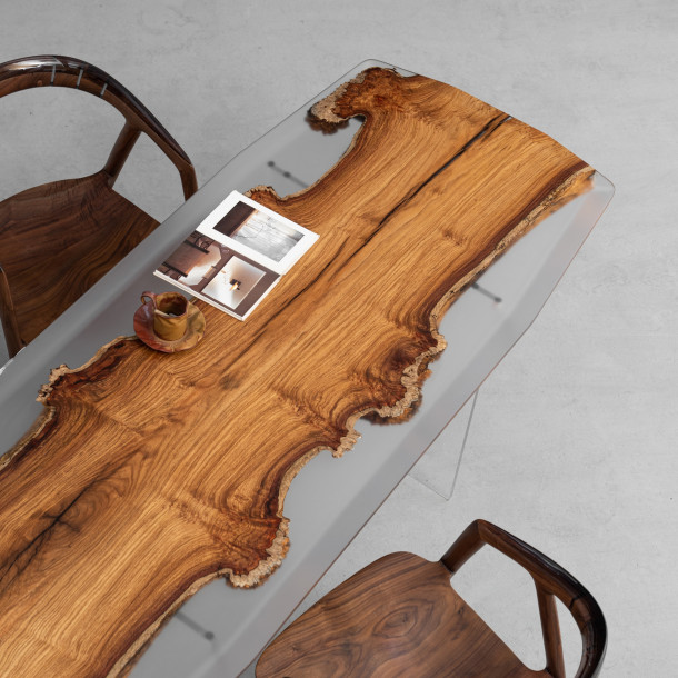 African Rosewood Wood Slab w/ Clear Resin in Matt Finish | 2.02M