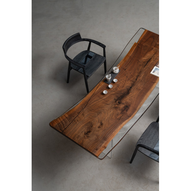 North American Solid Walnut Wood Slab w/ Clear Resin| 2.2M