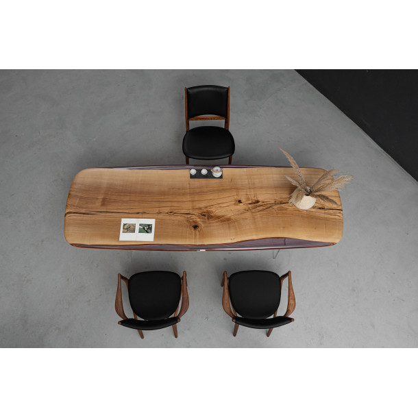 American Solid Ash Wood Slab w/ Cognac Resin | 2.51M