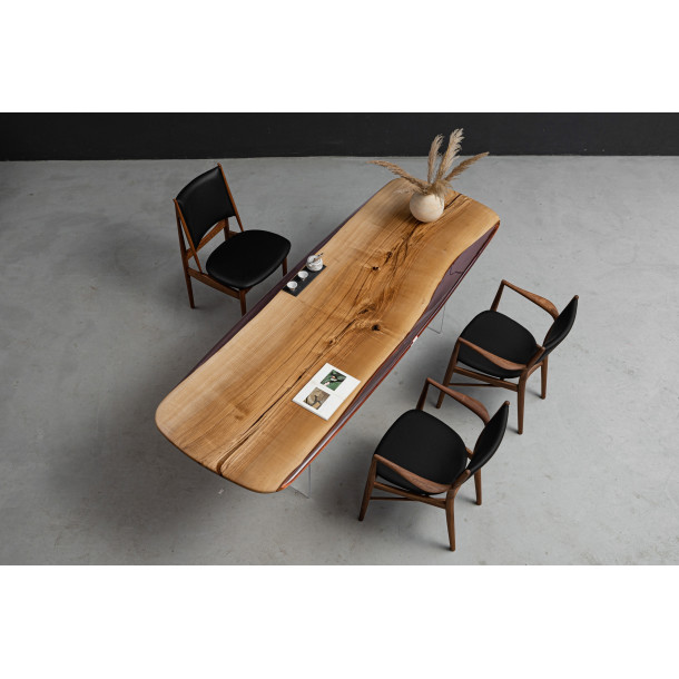 American Solid Ash Wood Slab w/ Cognac Resin | 2.51M