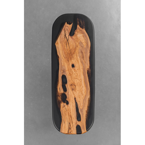 Italian Solid Olive Wood Slab w/ Grey Resin | 2.2M
